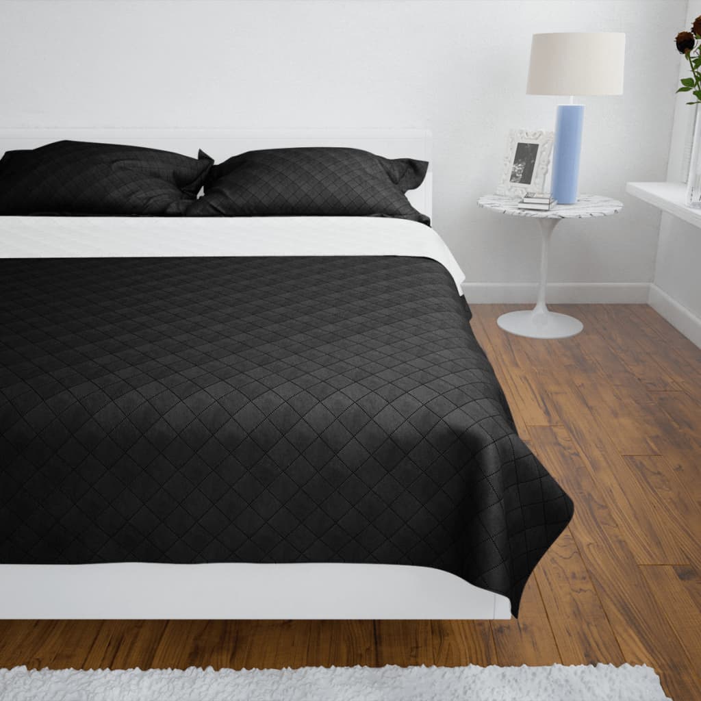 Vidaxl Bedsprey acolchado de doble lado 220x240 cm blanco negro