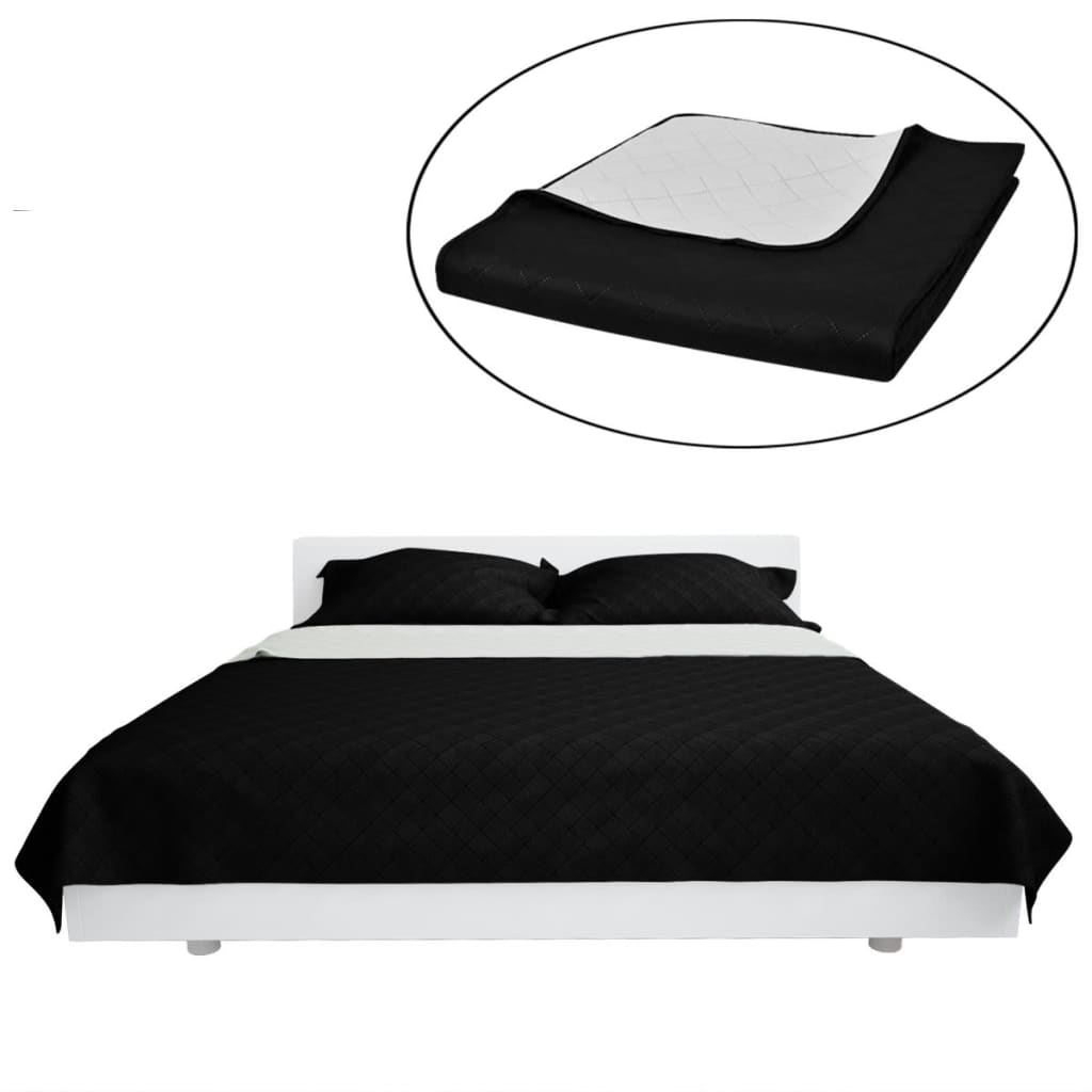 Vidaxl Bedsprey matelassé à double face 230x260 cm blanc noir