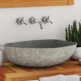 Vidaxl lavabo ovale (45-53) x (34-41) cm Stone de la rivière
