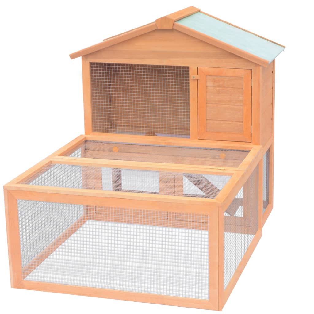 VidaXL Rabbit loft with run wood