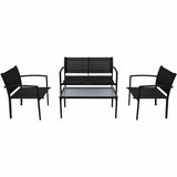 Vidaxl 4-delige loungeset textileen zwart