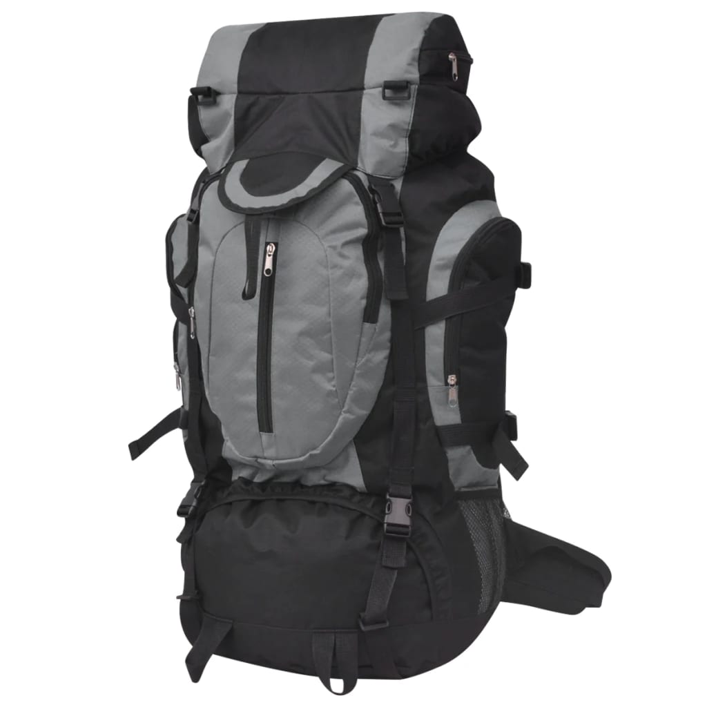 Vidaxl Mochila Senderismo XXL 75 L Negro y gris