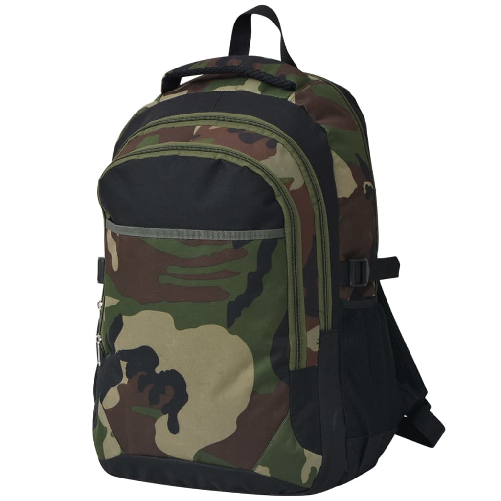 Vidaxl rugzak voor school 40 l zwart en camouflage