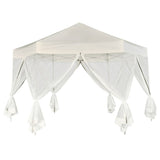 Vidaxl fête pop-up hexagonale avec 6 murs latéraux 3,6x3,1 m crème blanche