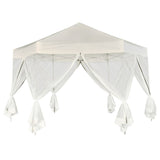 Vidaxl PartyTent pop-up sekskantet med 6 sidevegger 3,6x3,1 m krem ​​hvit