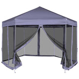 Tente de fête vidaxl avec des murs latéraux pop-up hexagonal 3,6x3,1 m bleu foncé