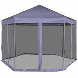 Tente de fête vidaxl avec des murs latéraux pop-up hexagonal 3,6x3,1 m bleu foncé