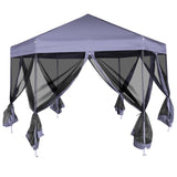 Tente de fête vidaxl avec des murs latéraux pop-up hexagonal 3,6x3,1 m bleu foncé