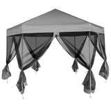 Vidaxl partyTent pop-up sekskantet med 6 sidevegger 3,6x3,1 m grå