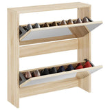 Armoire à chaussures Vidaxl Two -yer avec miroir 63x17x67 cm chêne