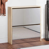 Armoire à chaussures Vidaxl Two -yer avec miroir 63x17x67 cm chêne