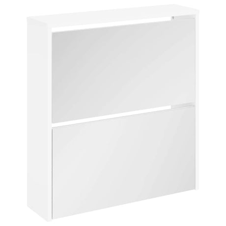 Armoire à chaussures Vidaxl à deux couches avec miroir 63x17x67 cm blanc