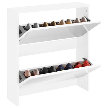 Armoire à chaussures Vidaxl à deux couches avec miroir 63x17x67 cm blanc