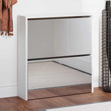 Armoire à chaussures Vidaxl à deux couches avec miroir 63x17x67 cm blanc
