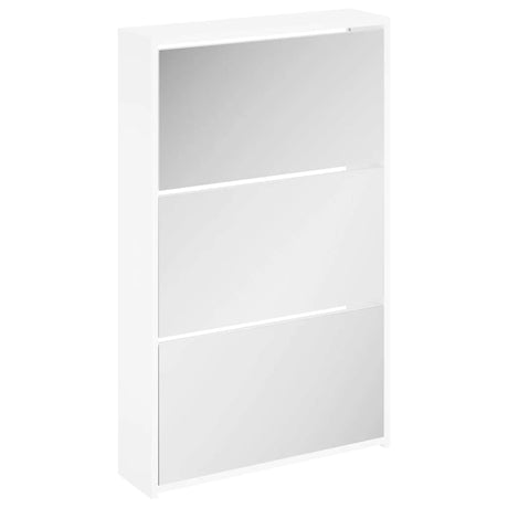 Armoire à chaussures Vidaxl trois couches avec miroir 63x17x102,5 cm blanc
