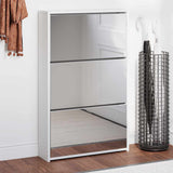 Armoire à chaussures Vidaxl trois couches avec miroir 63x17x102,5 cm blanc