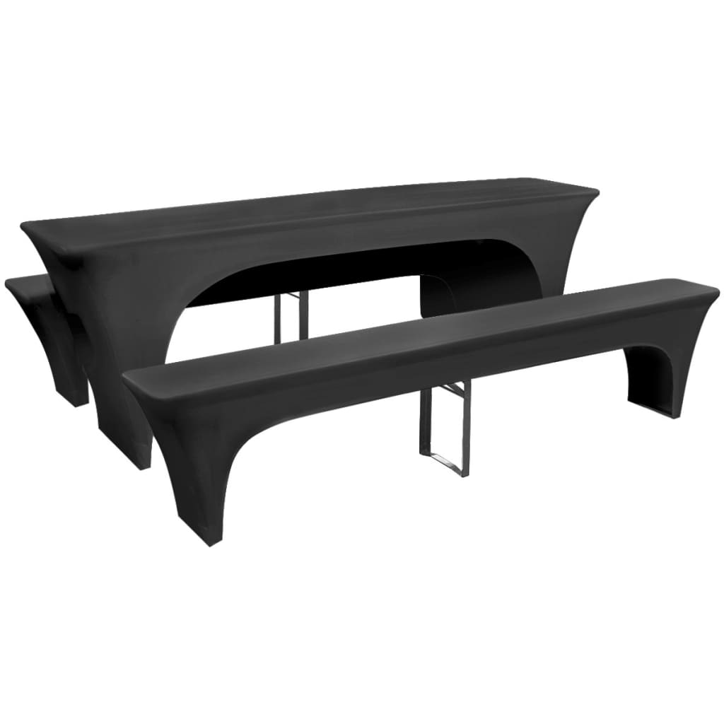 Vidaxl Biererafel et Bankhoesset Stretch Dust Anthracite 3 pièces