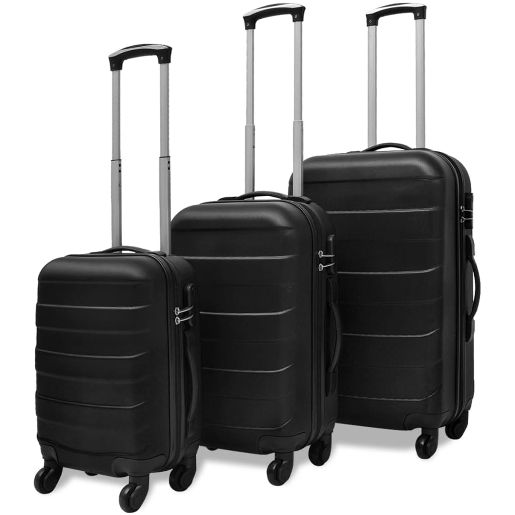 Vidaxl à bagages en 3 parties réglemente 45,5 55 66 cm noir