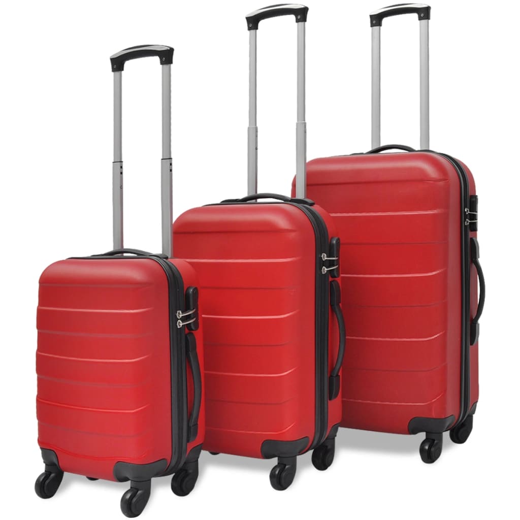 Vidaxl 3-part luggage set hard 45.5 55 66 cm red