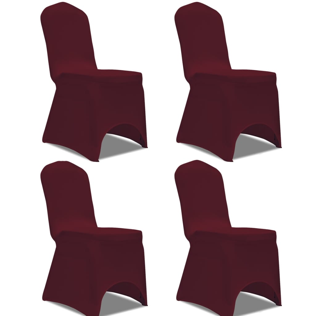 Vidaxl Stol Cover Stretch 4 stykker Bordeaux