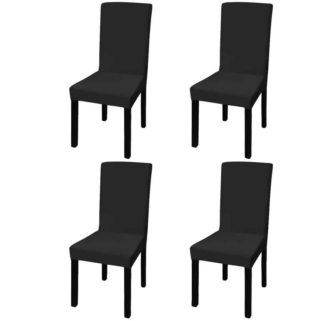 Vidaxl Cubiertas de asiento 4 st estirado negro recto