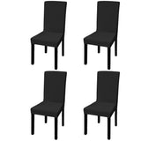 Vidaxl Cubiertas de asiento 4 st estirado negro recto