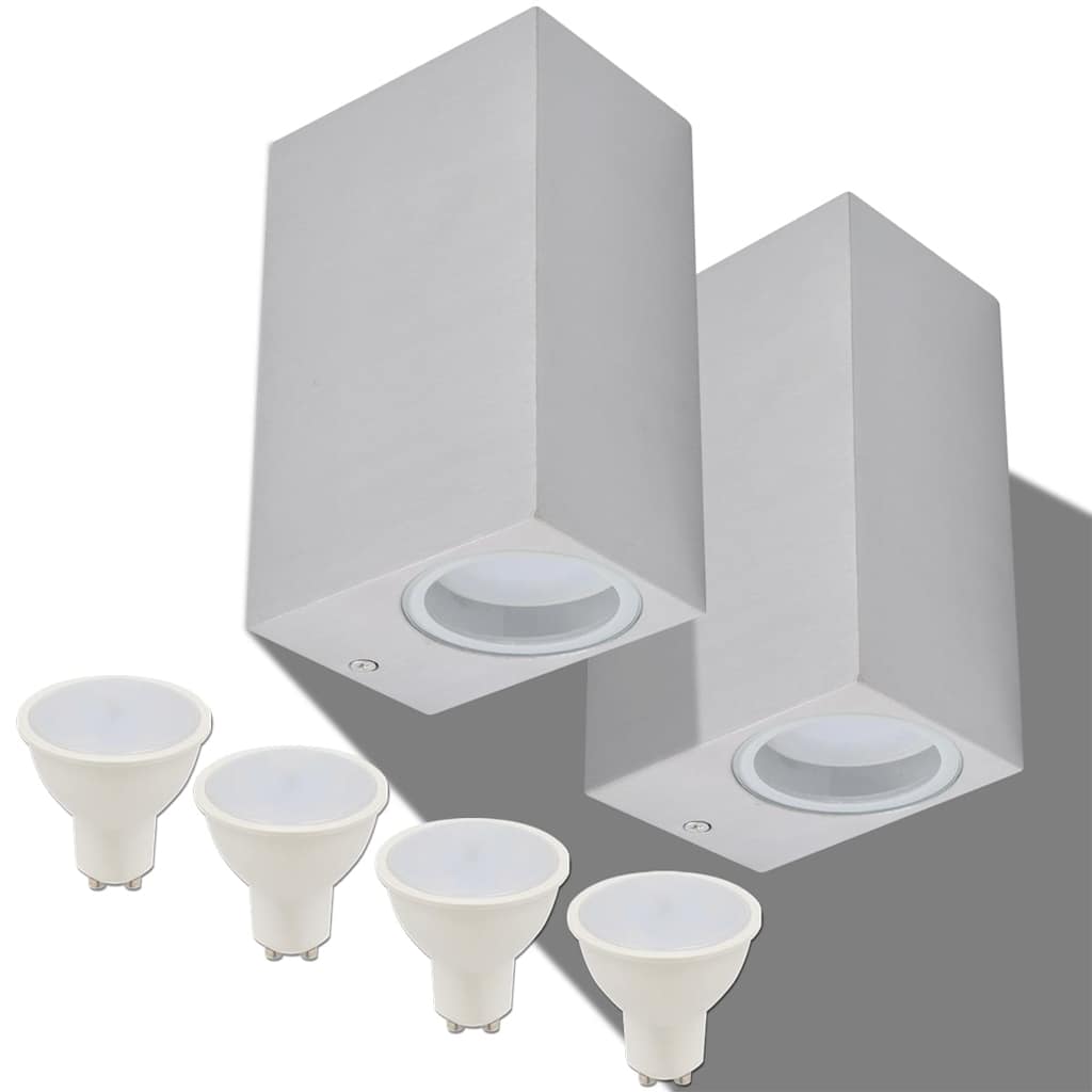 Vidaxl LED des lampes murales extérieures 2 pcs carrés vers le haut