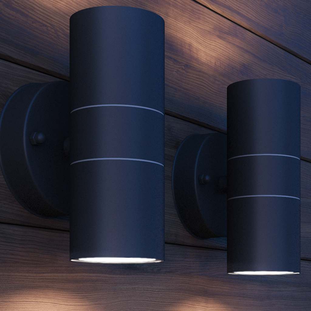 Lampe murale Vidaxl LED à l'extérieur en acier inoxydable 2 pcs