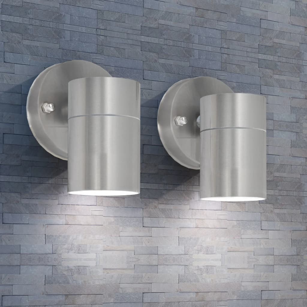 Vidaxl Lampes murales extérieures 2 en acier inoxydable