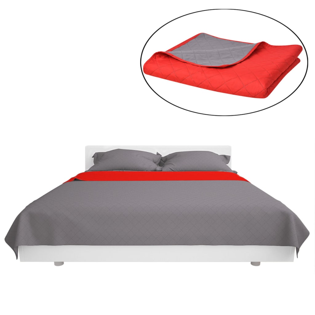 Vidaxl podwójna kołdra Bedspread Red and Grey 170x210 cm