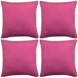 VidaXL housses de coussin 4 pièces aspect lin rose 40x40 cm