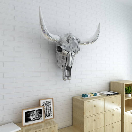 VidaXL décoration murale crâne aluminium argent