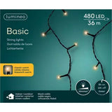 Guirlandes de Noël Lumineo basic LED 36m noir IP44 classique chaud