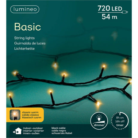 Lumineo LED cordon 720 LED 5400 cm noir lumière blanc chaud
