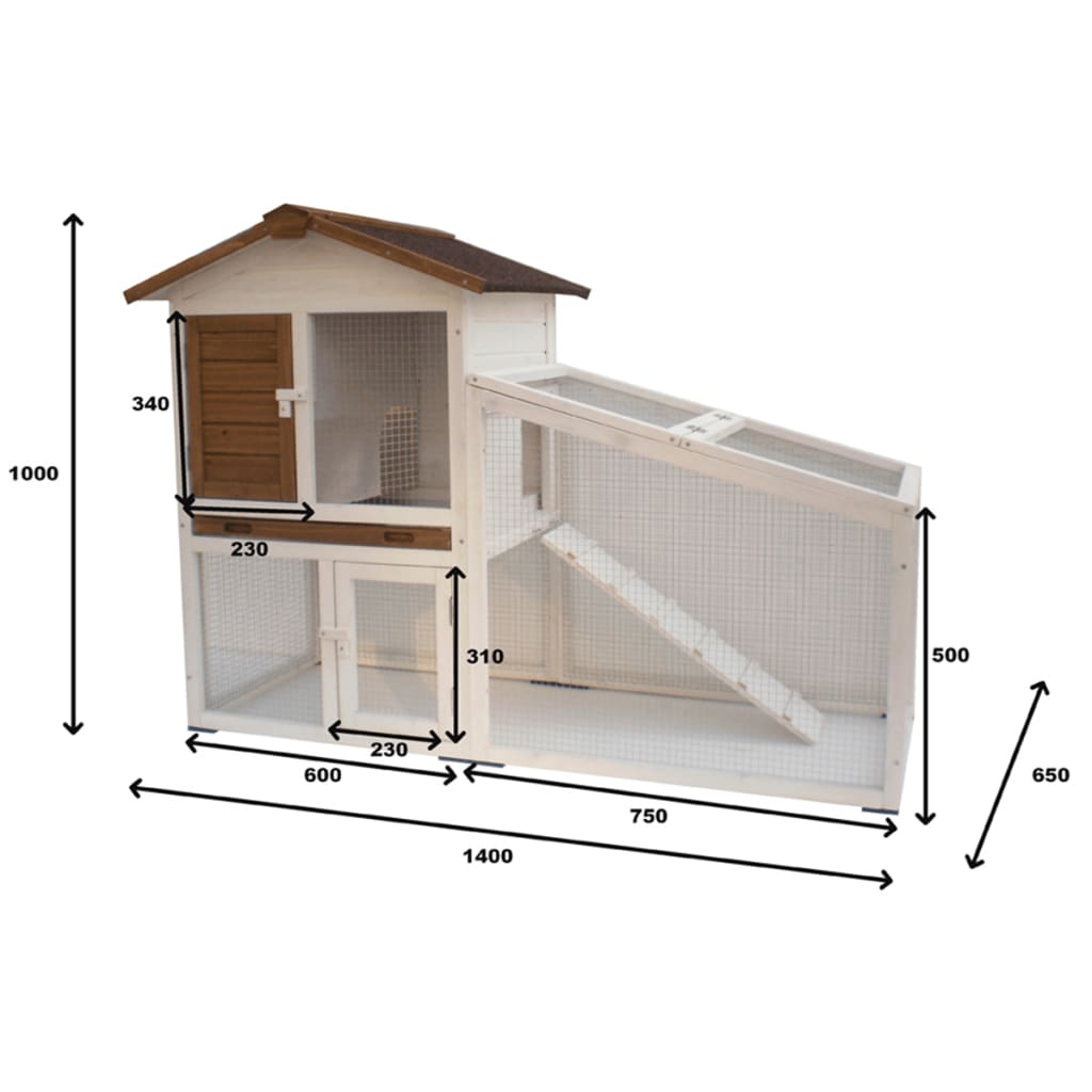 @Pet lapin HOK Tommy 140x65x100 cm blanc et brun 20072