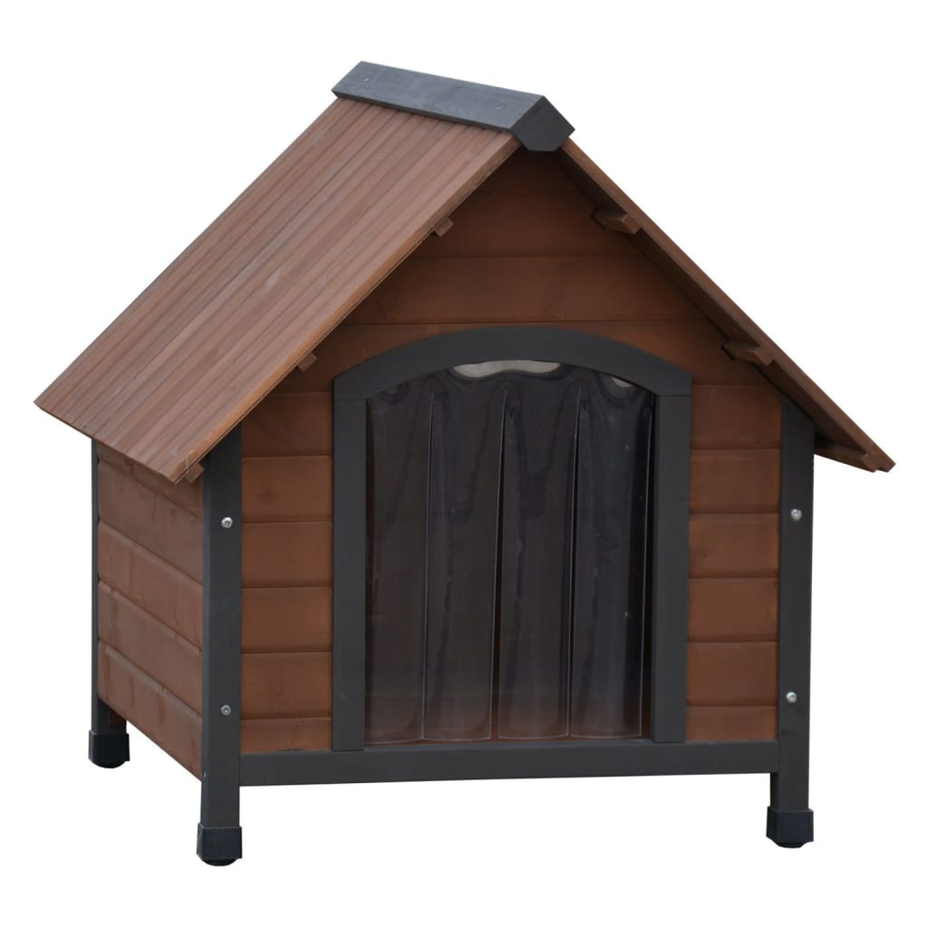 @Pet chien loft avec volets en plastique Rustique 76x76x72 cm brun