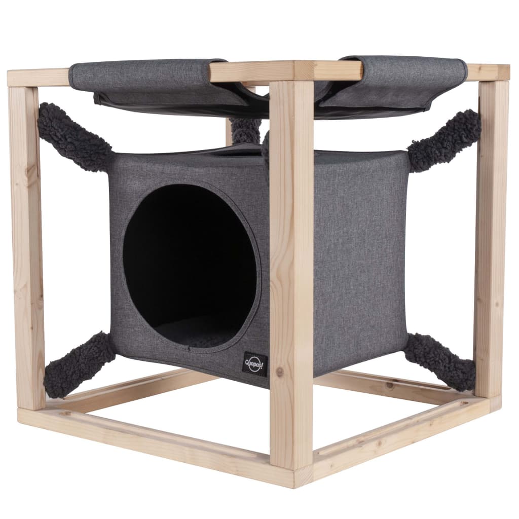 Quapas! lit de chat avec hamac Catcube M 54x54x54 cm gris