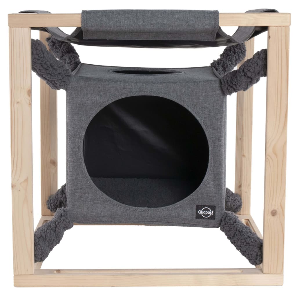 Quapas! lit de chat avec hamac Catcube M 54x54x54 cm gris