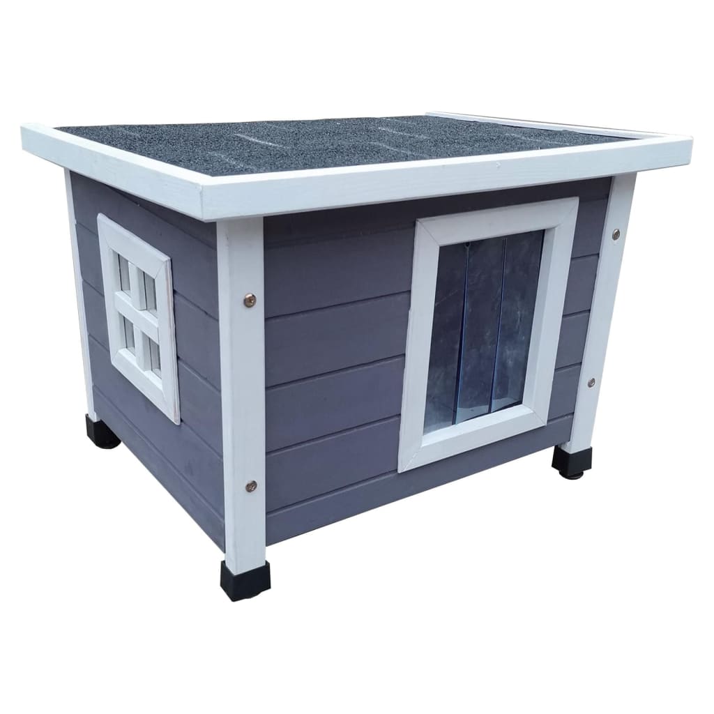 @Pet chat loft for Outside XL 68.5x54x51.5 cm Gris et blanc en bois et blanc