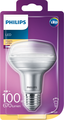 Philips LED CLA 8W (100W) R80 E27 WW 36d Reflector Lampe