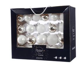 Kerstbal glas set 42 stuks - zilver