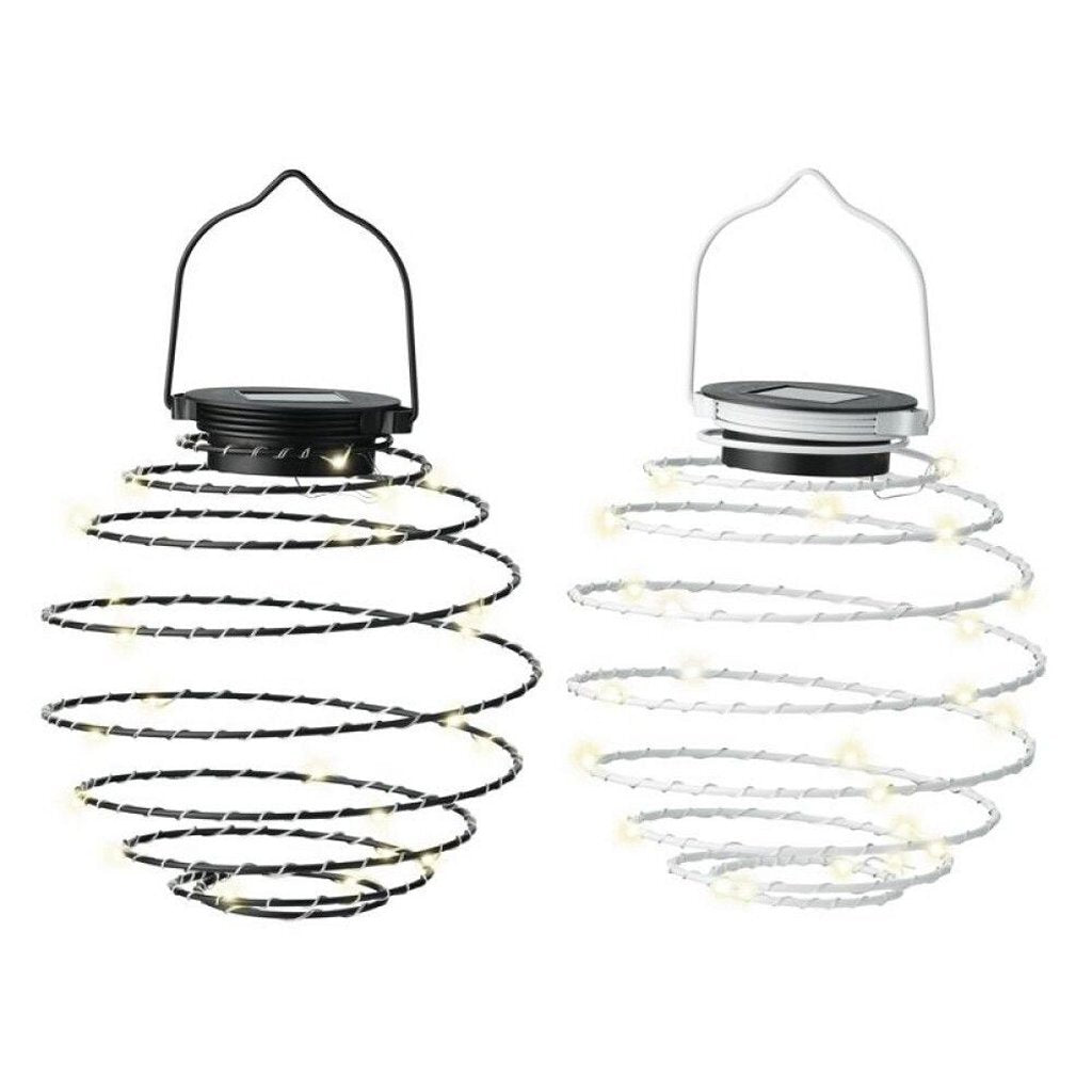 Lampe à suspension solaire fil de fer 2 couleurs assorties diamètre 16 cm | 3 pièces