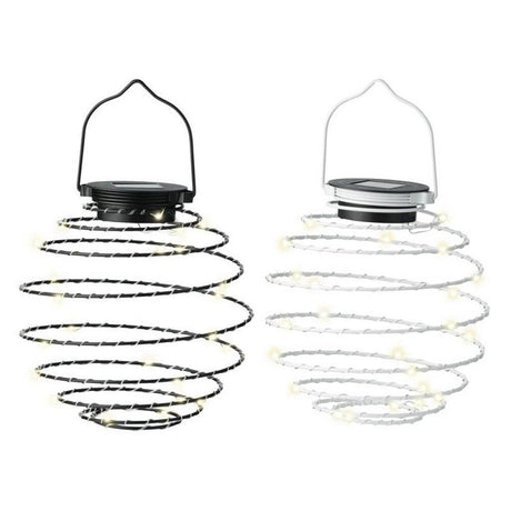 Lampe à suspension solaire fil de fer 2 couleurs assorties diamètre 16 cm | 3 pièces