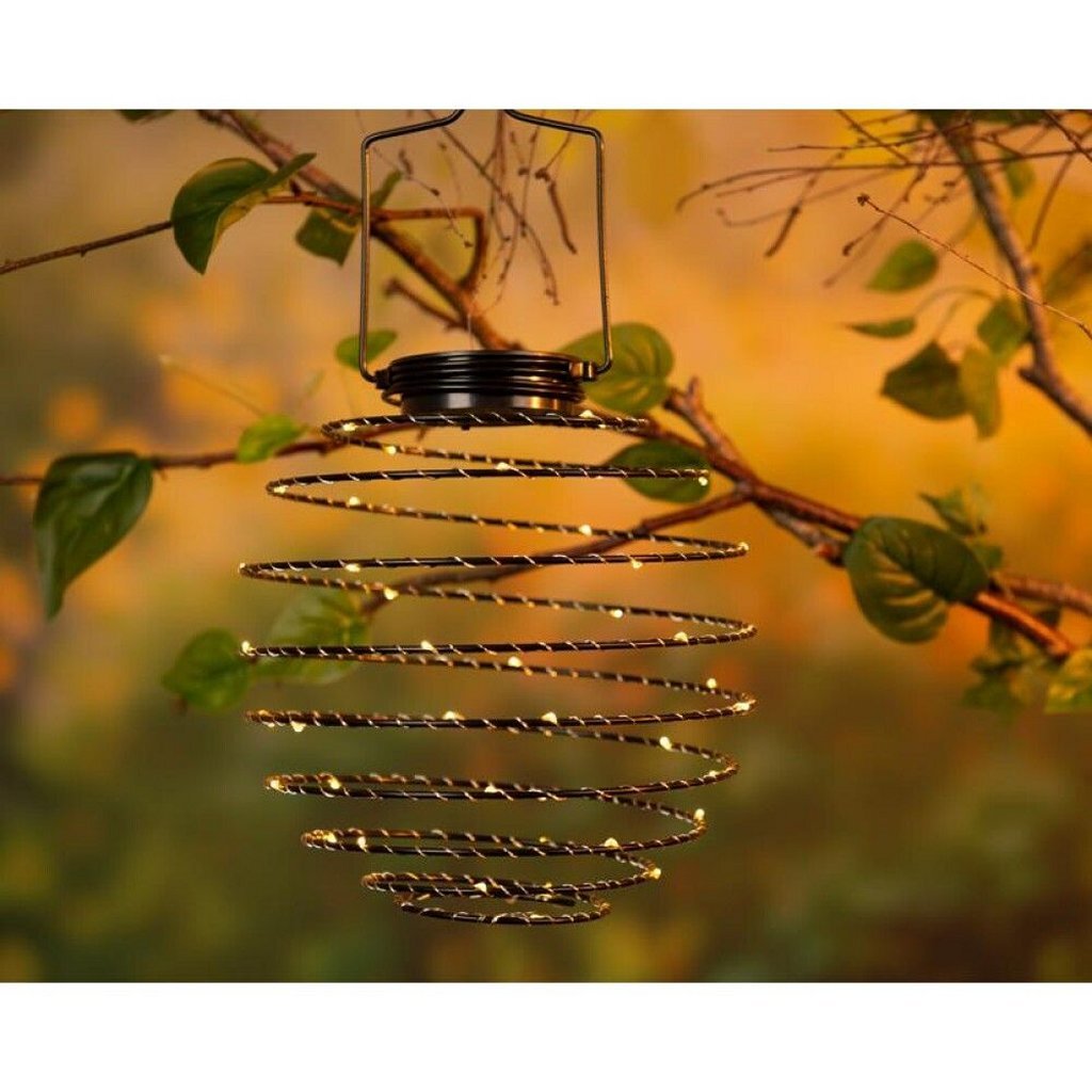 Lampe à suspension solaire fil de fer 2 couleurs assorties diamètre 16 cm | 3 pièces