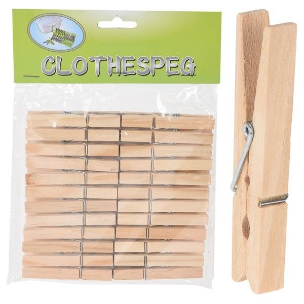 Basic houten wasknijpers 24 stuks