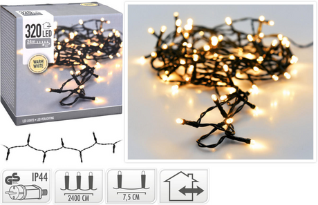 S.i.a. Éclairage LED 320LEDs 240 cm lumière blanche chaude noir