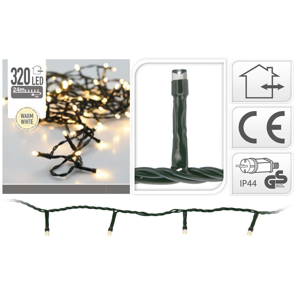 S.i.a. Éclairage LED 320LEDs 240 cm lumière blanche chaude noir