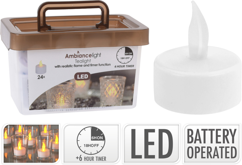 Photophore LED 24 pièces avec minuterie | 2 pièces