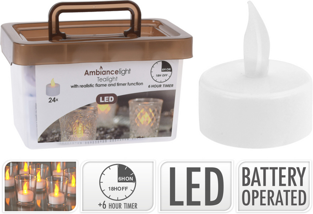 Photophore LED 24 pièces avec minuterie | 2 pièces