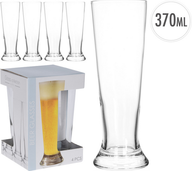 Excellent set de verres à bière pour articles ménagers 4 pièces 380 ml ø7xh20,5 cm